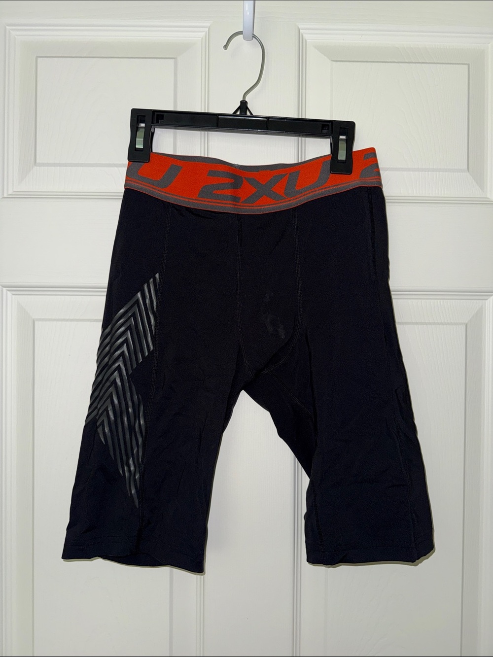 2XU Black Compression Shorts with Orange Logo Waistband